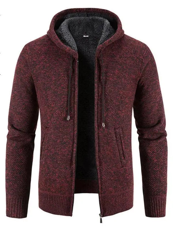 Men’s Hooded Zip Cardigan Sweater – Full Zip with Pockets