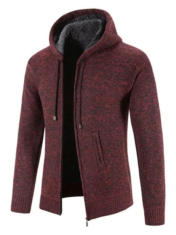 Men’s Hooded Zip Cardigan Sweater – Full Zip with Pockets