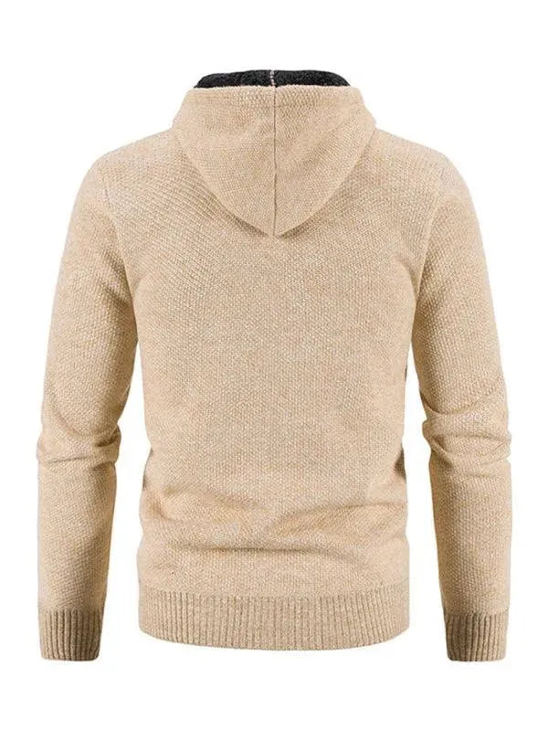 Men’s Hooded Zip Cardigan Sweater – Full Zip with Pockets