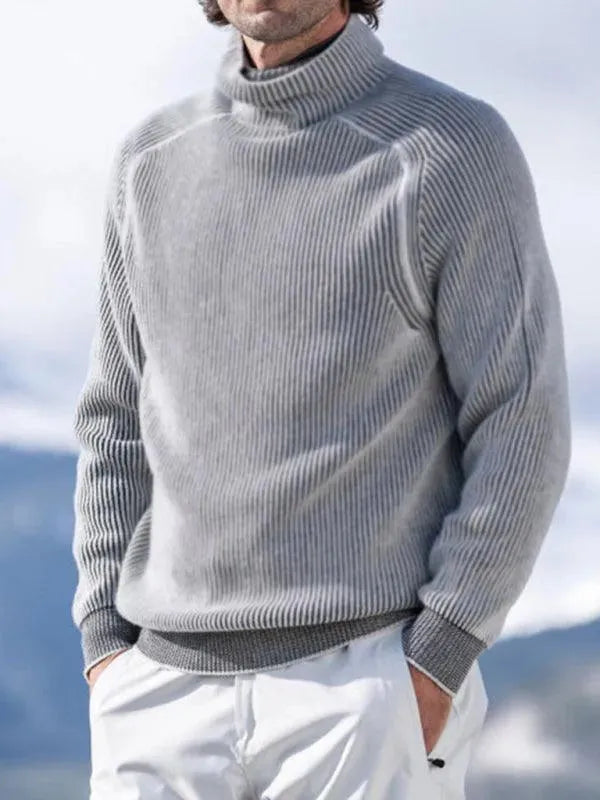 Men’s Knit Turtleneck Pullover Sweater – Soft Stretch