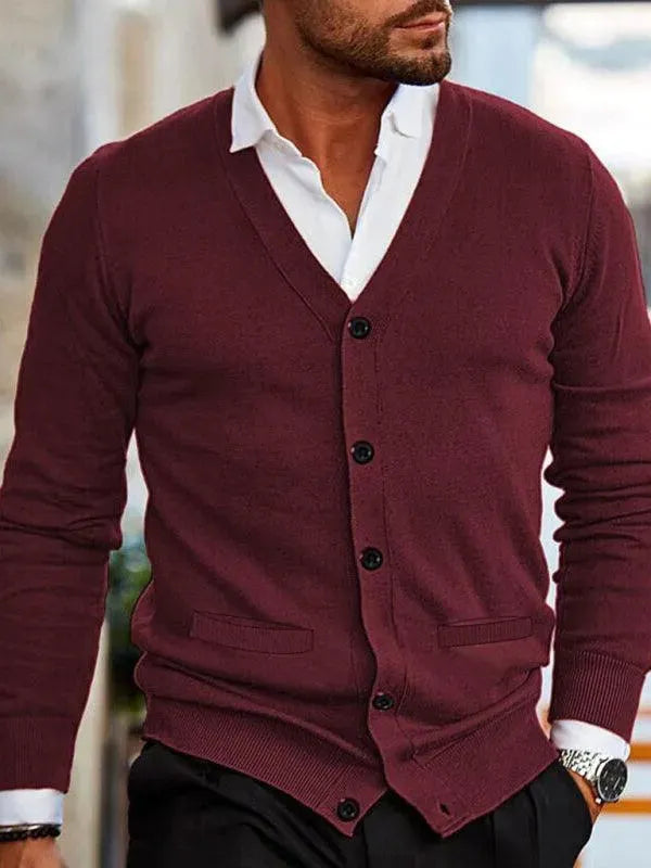 Men’s Lightweight V-Neck Cardigan Sweater – Button