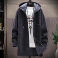 Men’s Long Hooded Cardigan Sweater – Winter Knit