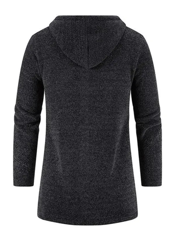 Men’s Longline Hooded Zip Cardigan Sweater – Full Zip