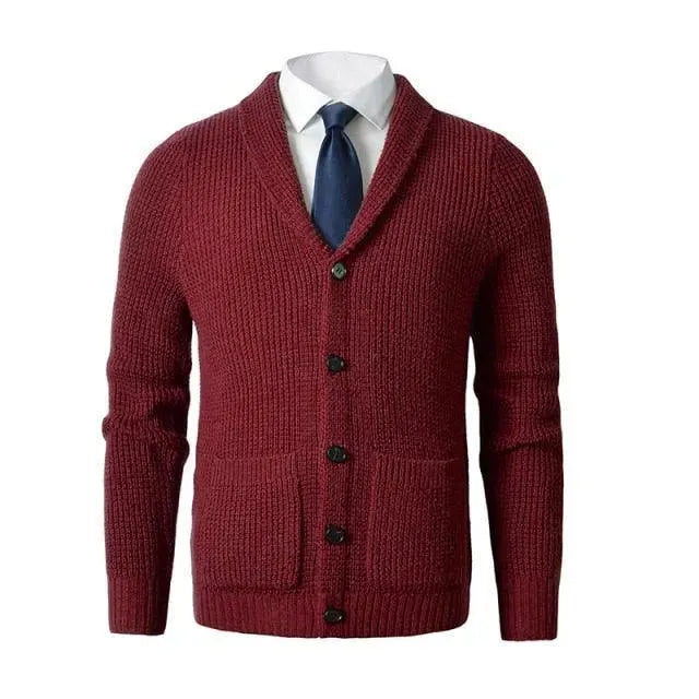 Men’s Merino Wool Cardigan Sweater – V-Neck