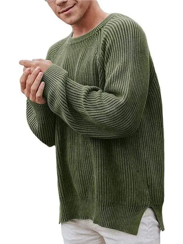 Men’s Oversized Crew-Neck Pullover Sweater – Knit
