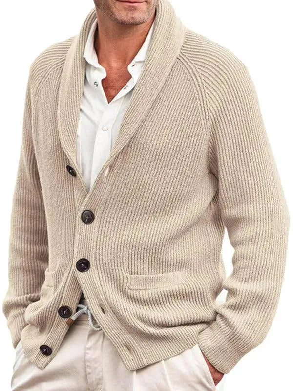 Men’s Oversized V-Neck Cardigan Sweater – Button Front
