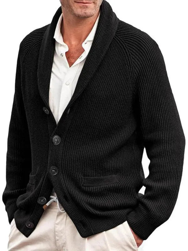 Men’s Oversized V-Neck Cardigan Sweater – Button Front