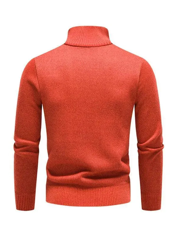 Men’s Patchwork Zip Turtleneck Pullover Sweater