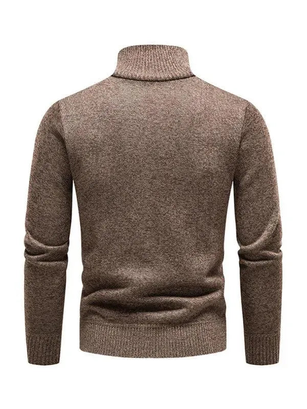Men’s Patchwork Zip Turtleneck Pullover Sweater