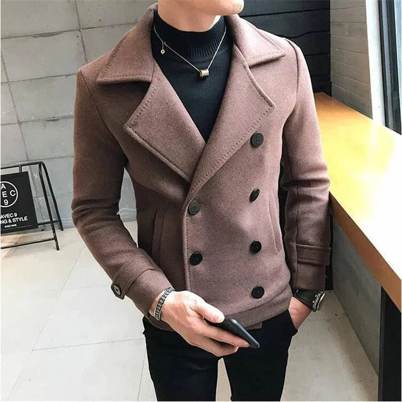 Men's Pea Coat Double Breasted Casual Style