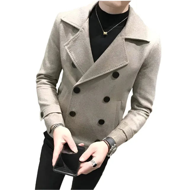 Men's Pea Coat Double Breasted Casual Style