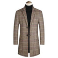 Men's Plaid Overcoat Slim Fit Business Style