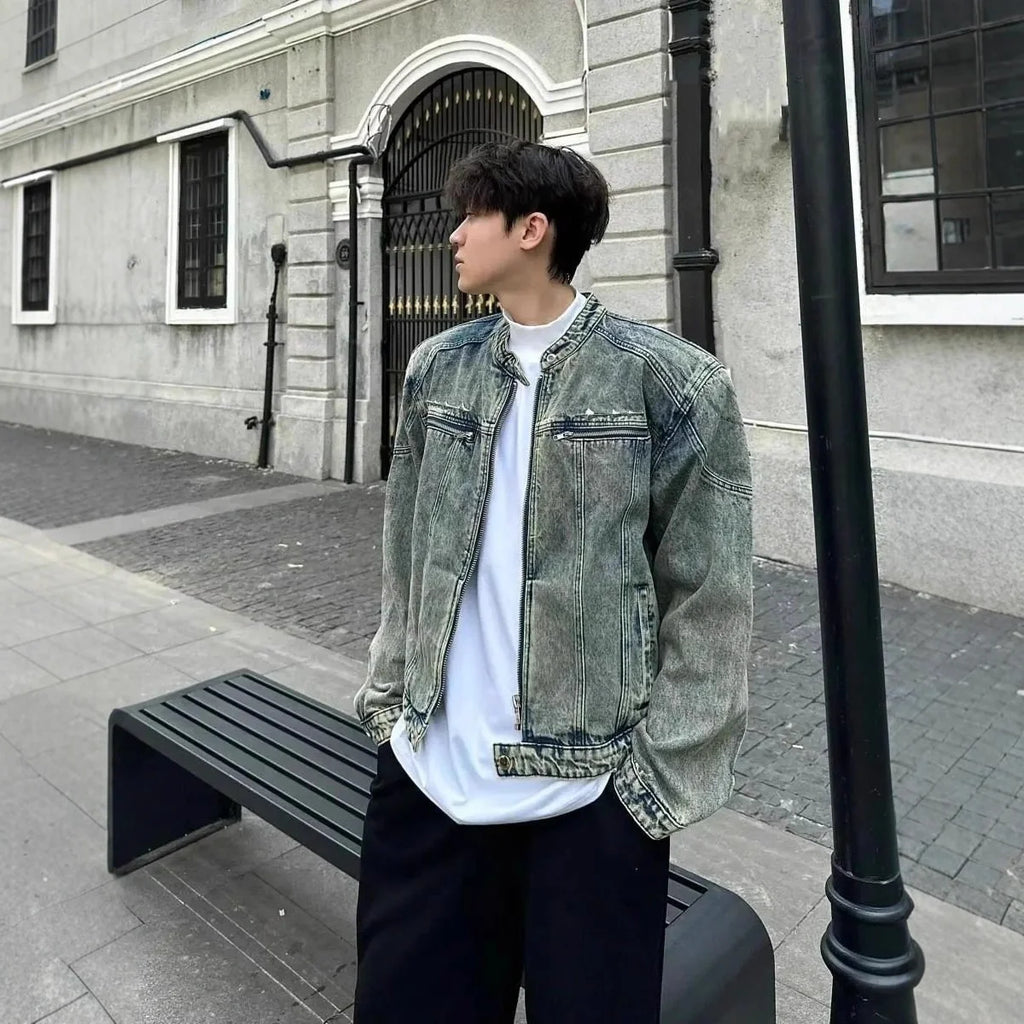 Men's Plaid Trucker Jacket Loose Fit Casual Style