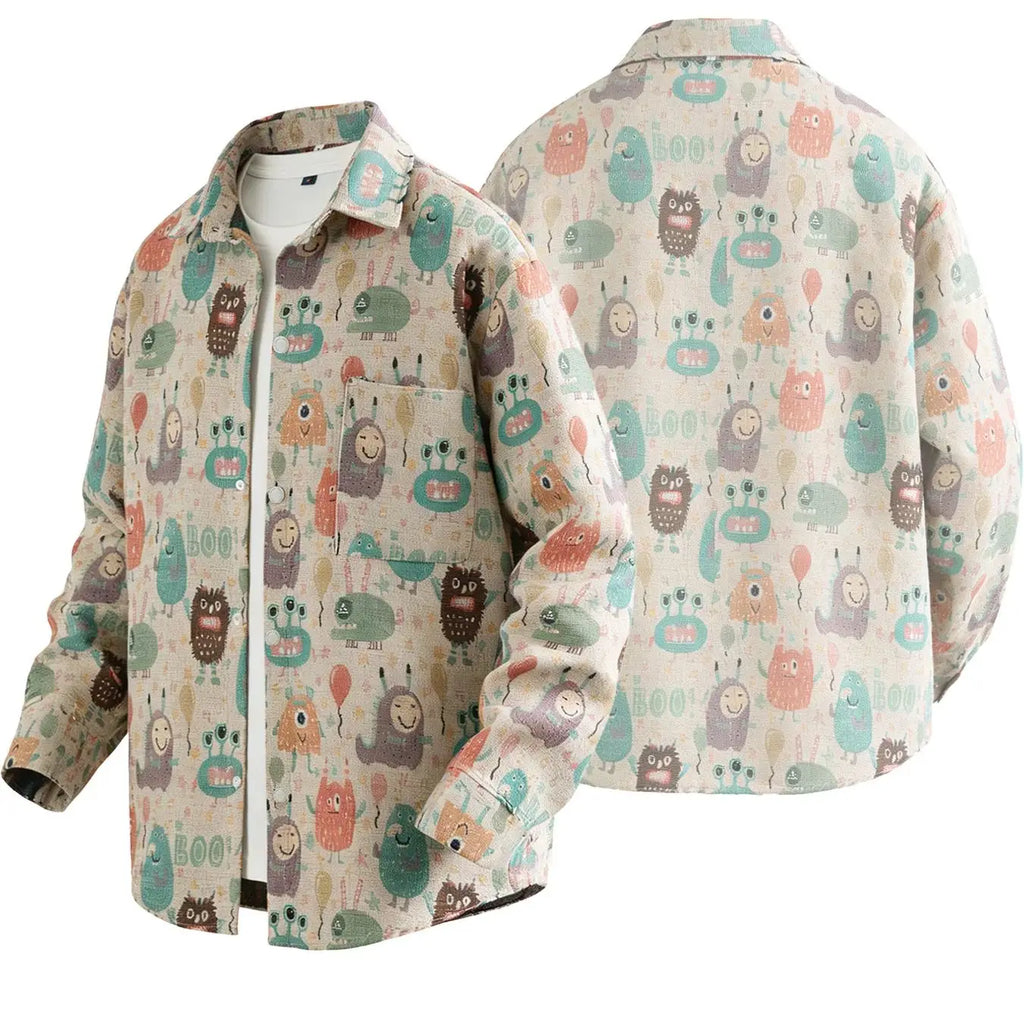 Men's Printed Trucker Jacket Lightweight Casual Style