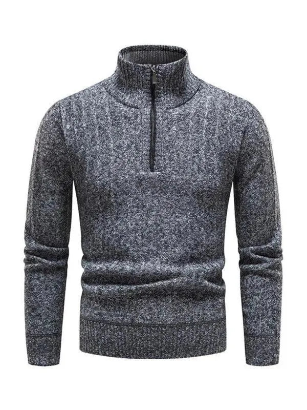 Men’s Quarter-Zip Pullover Sweater – Stand Collar Knit