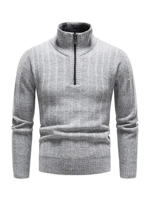 Men’s Quarter-Zip Pullover Sweater – Stand Collar Knit