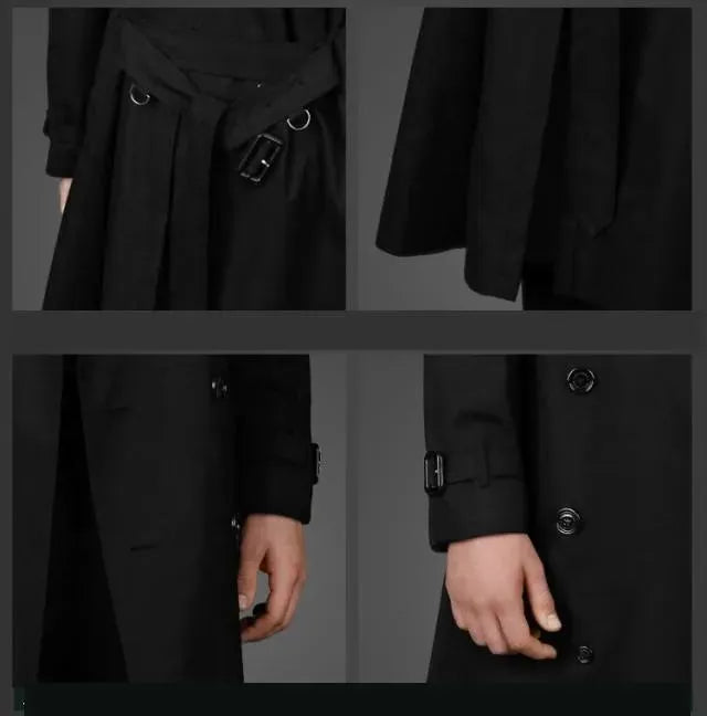 Men's Single Breasted Trench Coat Long Modern Style