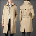 Men's Single Breasted Trench Coat Long Modern Style