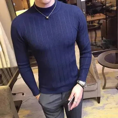 Men’s Slim Fit Striped Crew-Neck Pullover Sweater