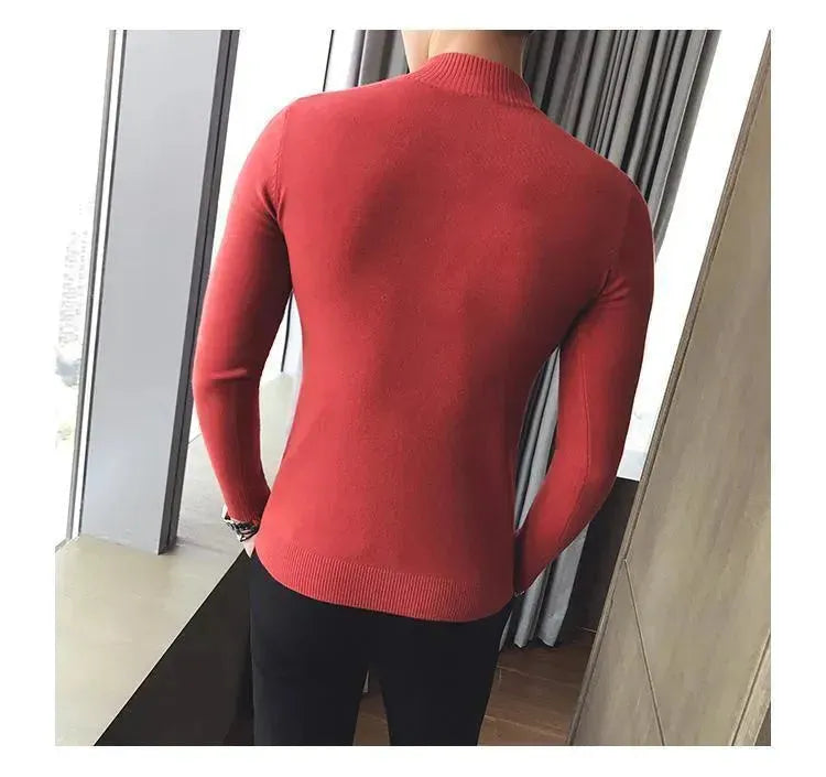 Men’s Slim Fit Striped Crew-Neck Pullover Sweater