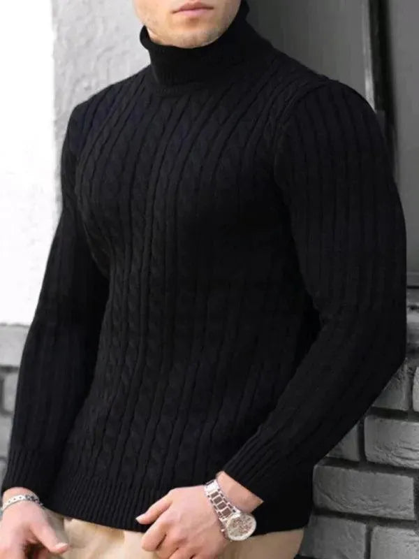 Men’s Slim Fit Turtleneck Pullover Sweater – Stretch