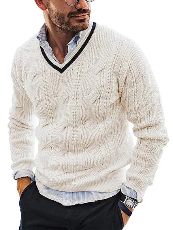 Men’s Slim V-Neck Pullover Sweater – Knit Fit