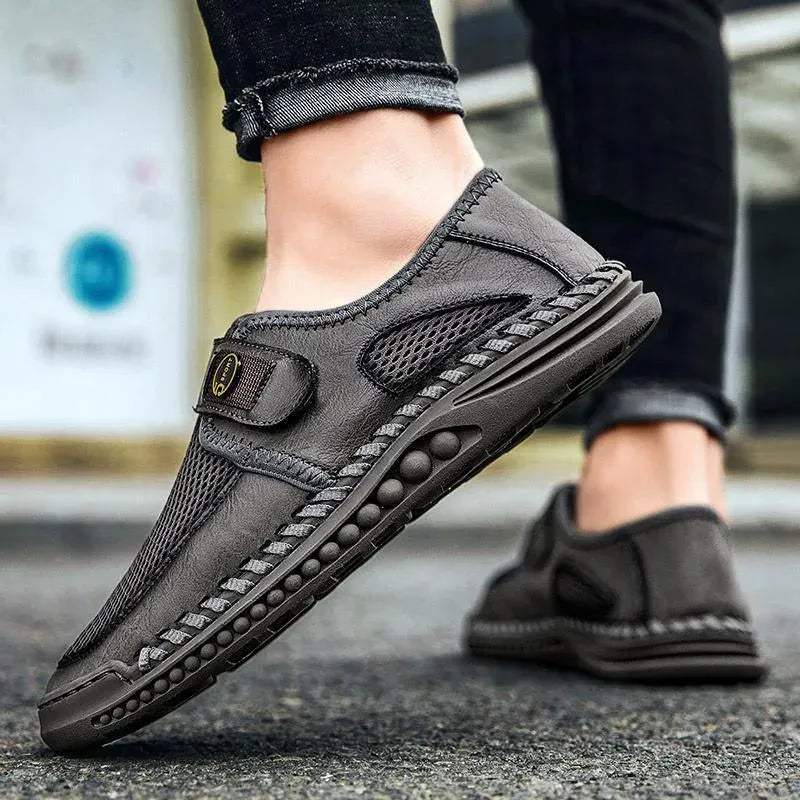 Men's Sneakers - Low-Top Men Sneakers Shoes - Slip-On Hook-Loop All-Season Shoes
