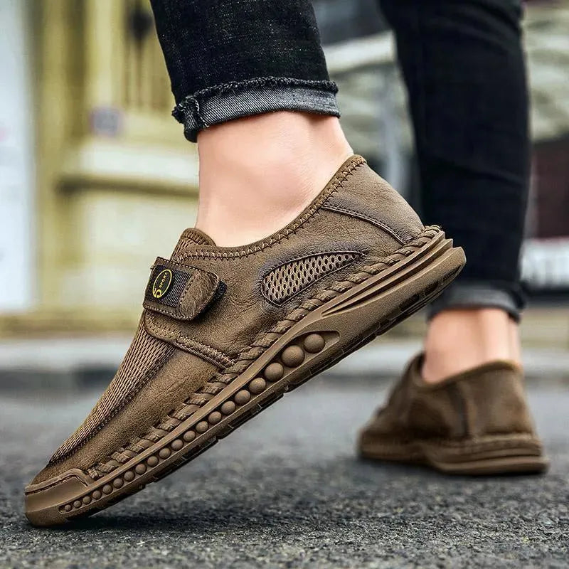 Men's Sneakers - Low-Top Men Sneakers Shoes - Slip-On Hook-Loop All-Season Shoes