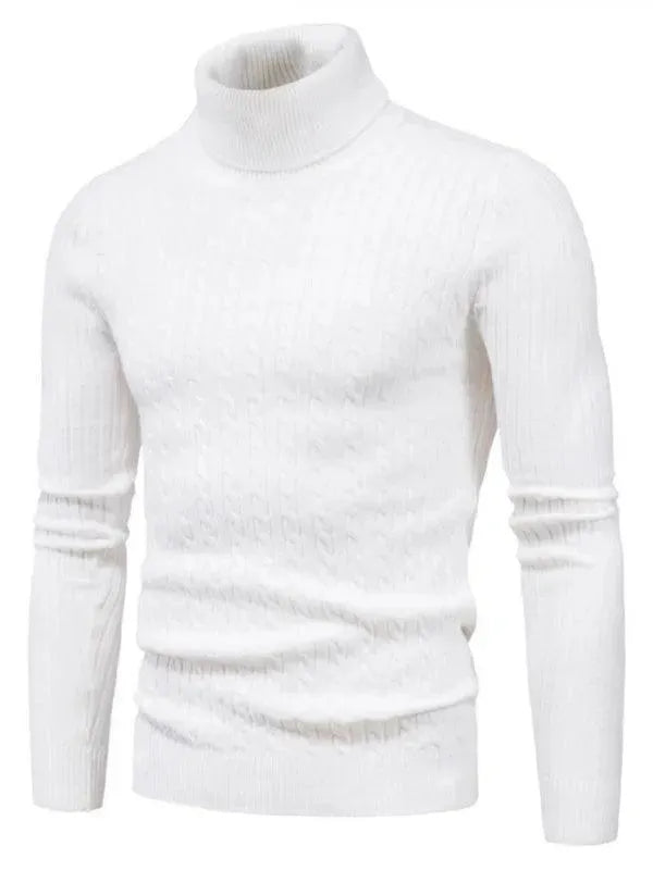 Men’s Textured Slim Turtleneck Pullover Sweater