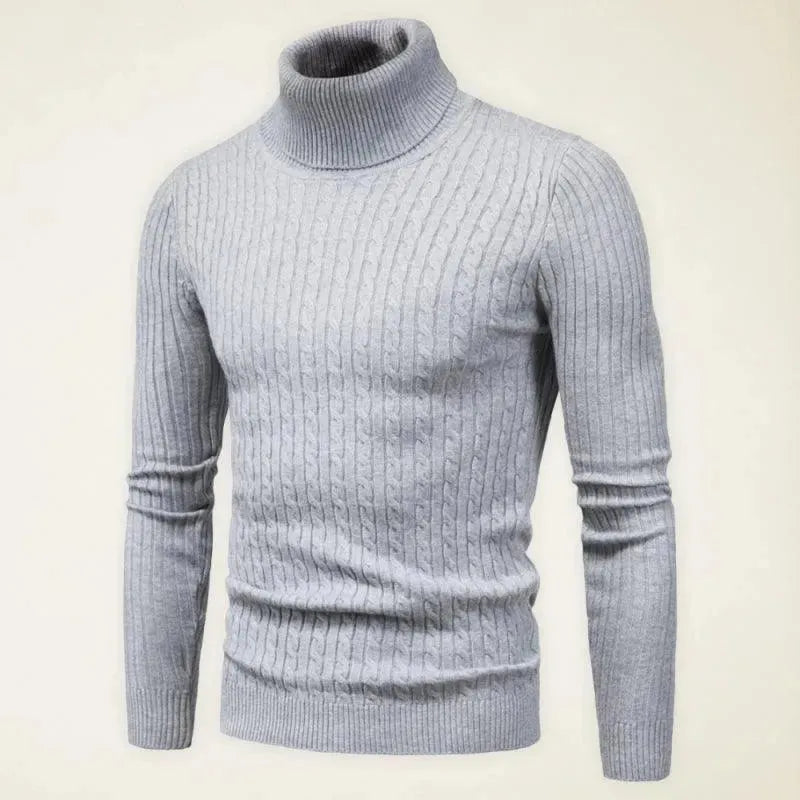 Men’s Textured Slim Turtleneck Pullover Sweater