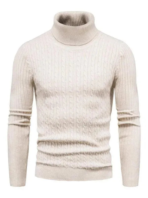 Men’s Textured Slim Turtleneck Pullover Sweater