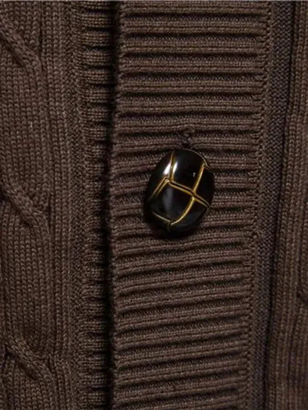 Men’s Textured V-Neck Cardigan Sweater – Button