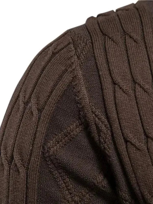 Men’s Textured V-Neck Cardigan Sweater – Button