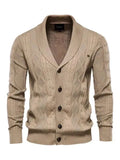 Men’s Textured V-Neck Cardigan Sweater – Button