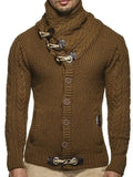 Men’s Turtleneck Button Cardigan Sweater – Solid Knit