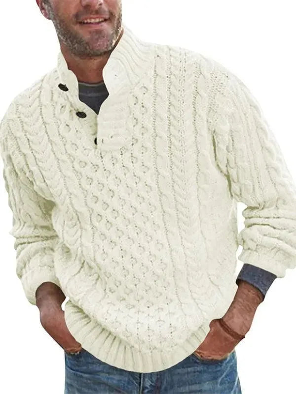 Men’s Turtleneck Pullover Sweater – Cable Knit