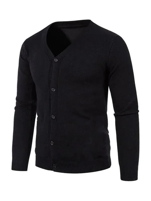 Men’s V-Neck Cardigan Sweater – Button Front