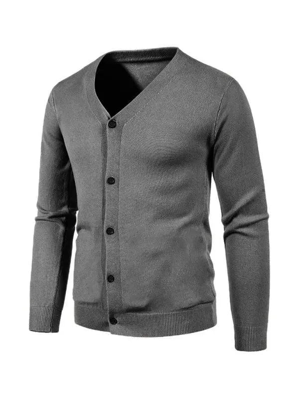 Men’s V-Neck Cardigan Sweater – Button Front