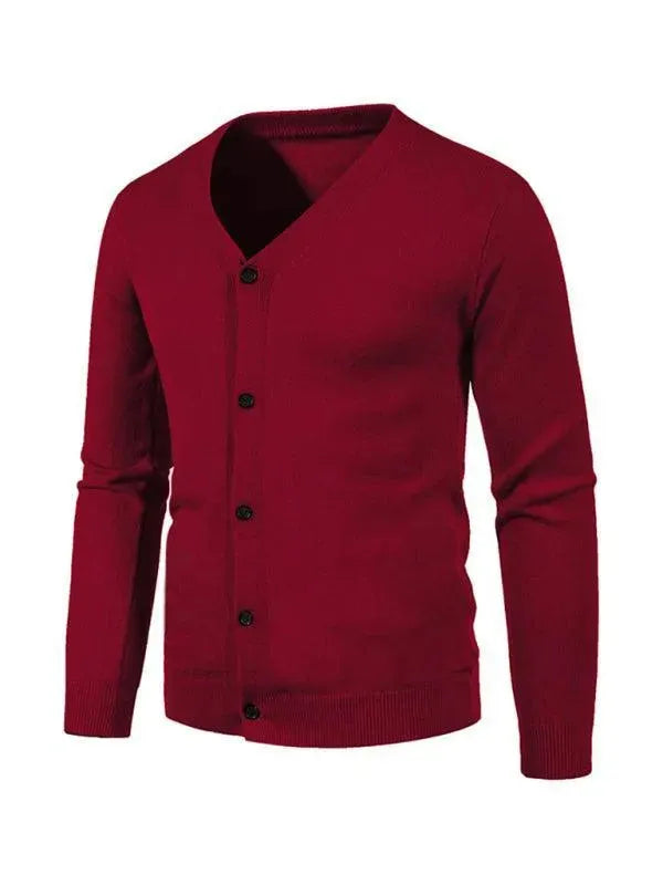 Men’s V-Neck Cardigan Sweater – Button Front