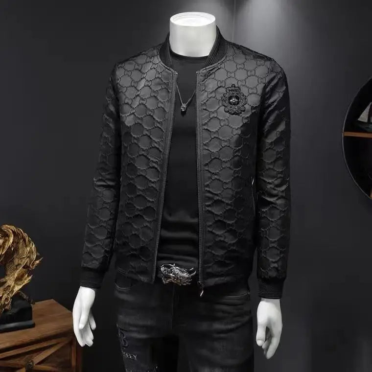 Men's Varsity Bomber Jacket Slim Fit Embroidered Style