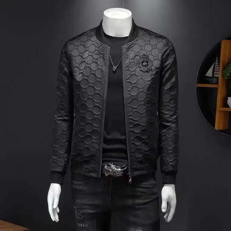 Men's Varsity Bomber Jacket Slim Fit Embroidered Style