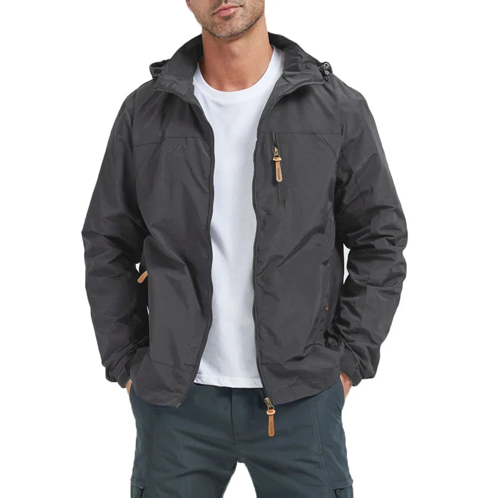 Men's Waterproof Windbreaker Jacket Hooded Outdoor Style