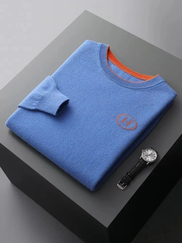 Men’s Wool Blend Crew-Neck Pullover Sweater