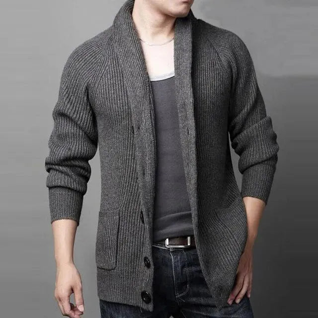 Men’s Wool Striped Cardigan Sweater