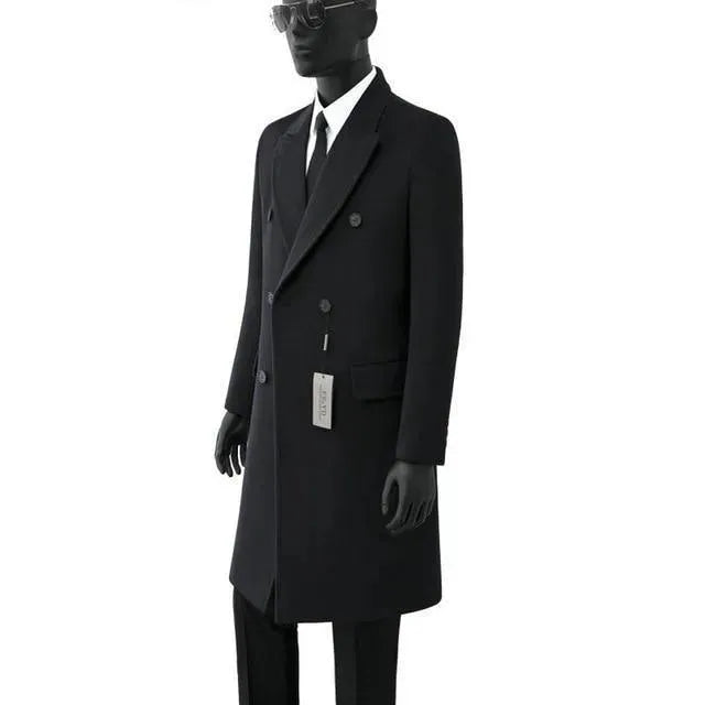 Men's Wool Trench Coat Double Breasted Formal Style