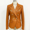 Orange Leather Blazer Women - Formal-Business - Plain-Solid
