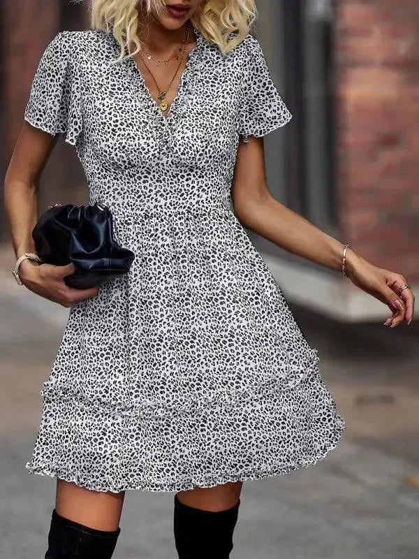 Romantic Blue Floral Cotton Mini Dress