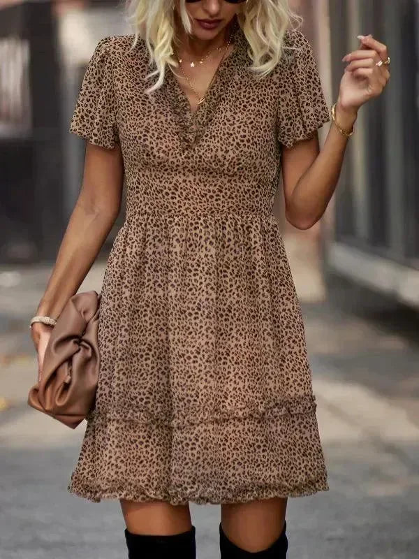 Romantic Blue Floral Cotton Mini Dress