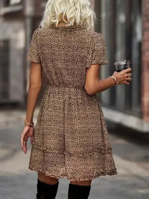 Romantic Blue Floral Cotton Mini Dress