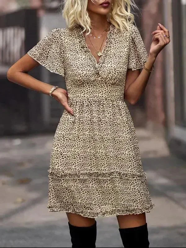 Romantic Blue Floral Cotton Mini Dress